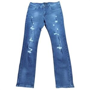 MONTERO JEANS Women's Blue Distressed Denim Bootcut Jeans Size 29 casual